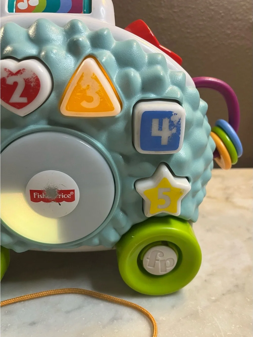 Fisher-Price Light Blue Pull-Along Learning Sheep with Green Wheels